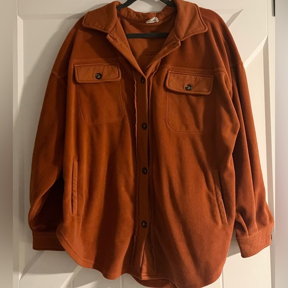 Burnt Orange Cozy Shacket - Picture 2 of 4